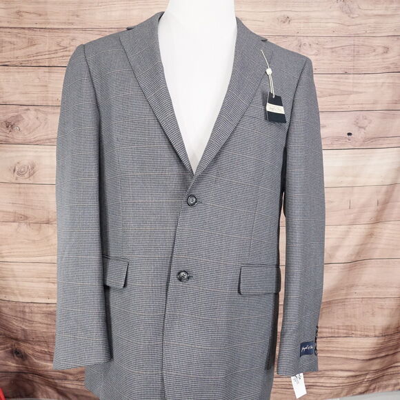 NWT JOSEPH & FEISS GREY HOUNDSTOOTH SPORT BLAZER SPORT COAT MENS SZ 40L NEW! - Picture 3 of 10